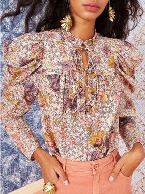 Ulla Johnson Long Sleeve Printed Remy Blouse